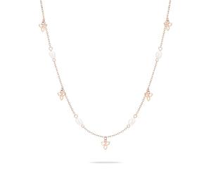 Tamaris Pearl Flower Necklace - Or rose - Collier avec pierres de zircone et pendentifs en forme de fleur en acier inoxydable