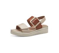 Tamaris Comfort Sandales Plates Femme Cuir avec Boucle, Ivory Comb, 37 EU