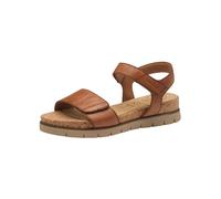 Tamaris Comfort Sandales Plates Femme Cuir avec Fermeture Velcro, Cognac Nappa, 40 EU