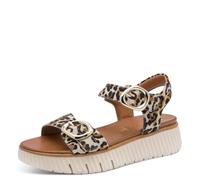Tamaris Sandales compensées confortables et plates pour femme, Beige léopard, 38 EU