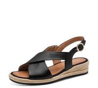 Tamaris Sandales compensées confortables pour femme, Noir, 37 EU