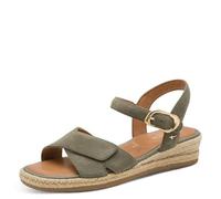 Tamaris Sandales compensées confortables pour femme - Sandales compensées réglables - Daim - 36 EU