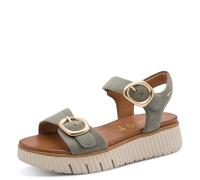 Tamaris Sandales compensées confortables pour femme - Sandales compensées réglables - Daim - 39 EU