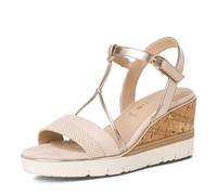 Tamaris Sandales compensées pour femme, Beige Comb, 38 EU