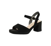 Tamaris Comfort Sandales Femme à Talon Cuir avec Bride réglable, Black Suede, 38 EU