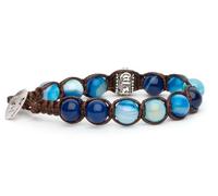 Tamashii Bracelet original avec roue de prière Agate bleu striée.BHS1100-141, Taglia unica, Coton, Agate