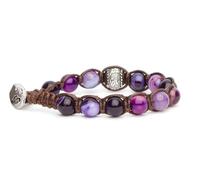 Tamashii Bracelet original avec roue de prière et agate violette striée. BHS1100-85, Taglia unica, Coton, Agate