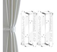 TamBee Lot de 4 embrasses de rideaux en acrylique avec adhésif, crochets et supports muraux pour salon, chambre à coucher (4, transparent)
