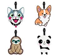 TamBee Lot de 4 étiquettes de bagage pour valises, étiquettes de bagages, étiquettes de sécurité avec carte d'identité (motif animaux)