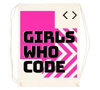 TAMBOOTEE Girls Who Code Pink And White Sac De Sport Beige Avec Cordon De Serrage