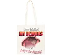 TAMBOOTEE Je Combats Mes Démons Sac Cabas En Coton Totebag Unisexe Beige Totebag Cotton
