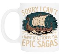 TAMBOOTEE Je Dois Écouter Les Sagas Épiques Tasse À Boire En Céramique Blanche Ceramic Mug Drinking Cup