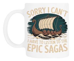 TAMBOOTEE Je Dois Écouter Les Sagas Épiques Tasse À Boire En Céramique Blanche Ceramic Mug Drinking Cup