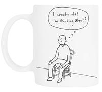 TAMBOOTEE Je Me Demande À Quoi Je Pense Tasse À Boire En Céramique Blanche Ceramic Mug Drinking Cup