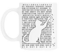 TAMBOOTEE Le Chat Joue Avec Du Code Binaire Tasse À Boire En Céramique Blanche Ceramic Mug Drinking Cup