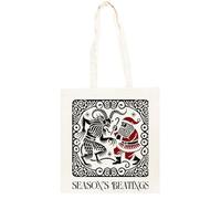 TAMBOOTEE Le Duel Des Fêtes Entre Krampus Et Le Père Noël Sac Cabas En Coton Totebag Unisexe Beige Totebag Cotton