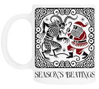 TAMBOOTEE Le Duel Des Fêtes Entre Krampus Et Le Père Noël Tasse À Boire En Céramique Blanche Ceramic Mug Drinking Cup