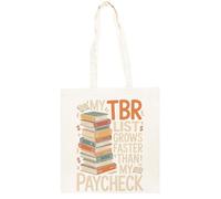 TAMBOOTEE Ma Liste De Livres À Lire S'allonge De Plus En Plus Vite Sac Cabas En Coton Totebag Unisexe Beige Totebag Cotton