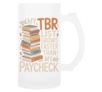 TAMBOOTEE Ma Liste De Livres À Lire S'allonge De Plus En Plus Vite Tasse À Bière En Verre Avec Poignée Glass Beer Mug
