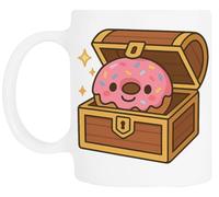 TAMBOOTEE Ouvrir Une Boîte De Donuts Chibi Comme Un Trésor Tasse À Boire En Céramique Blanche Ceramic Mug Drinking Cup