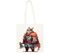 TAMBOOTEE Viking Guerrier Ours Sac Cabas En Coton Totebag Unisexe Beige Beige Unisex Totebag