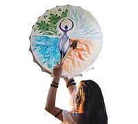 Tambour 25 cm avec manche tambour, tambour chamanique en bois fait à la main pour musique spirituelle, guérison sonore, méditation, décoration la maison, instruments à percussion