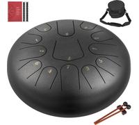 Tambour à anche en acier, instrument Hang Drum 13 notes, instrument Hang Drum 30 cm, instrument de percussion couleur pistolet avec sac de voyage, livre de musique, mailloches, argenté pour Tank Drum