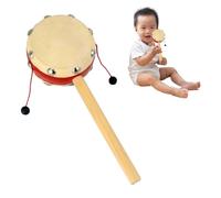 Tambour à hochet - Percussion manuelle | Style chinois | 21 x 8 x 2 cm, construction en bois et cuir de mouton, léger 70 g, manche rotatif en bois, instrument traditionnel, , développement