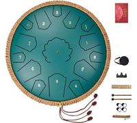 Tambour à langue d'acier Carillon de pluie 356mm ré majeur - Vert - Tambour de pluie résistant aux intempéries - Jouet musical de jardin - Idéal pour enfants et adultes