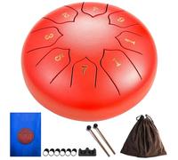 Tambour À Langue en Acier 10/15cm 8/9/11 Tons, Tongue Drum Handpan d Key, Instrument de Musique Percussion Enfant et Adulte Tambour À Main et Méditation Pour Livré(Rouge,6 pouces 8 Remarque)