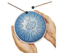 Tambour à langue en acier, 15,2 cm, 11 notes, en do majeur, avec son sphérique pour la détente, parfait pour le yoga, la méditation, les groupes et les cours de musique (bleu)