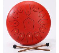 Tambour À Langue en Acier 15/20/30cm 6/8/13 Tons, Tongue Drum Handpan D Key, Instrument de Musique Percussion Enfant et Adulte Tambour À Main et Méditation(Rouge,12 pouces 13 Remarque)