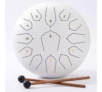 Tambour À Langue en Acier 15/20/30cm 6/8/13 Tons, Tongue Drum Handpan D Key, Instrument de Musique Percussion Enfant et Adulte Tambour À Main et Méditation(Blanc,6 pouces 8 Remarque)