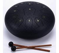 Tambour À Langue en Acier 15/20/30cm 6/8/13 Tons, Tongue Drum Handpan D Key, Instrument de Musique Percussion Enfant et Adulte Tambour À Main et Méditation(Noir,12 pouces 13 Remarque)