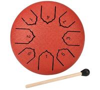 Tambour À Langue en Acier 15/20/30cm 6/8/13 Tons, Tongue Drum Handpan D Key, Instrument de Musique Percussion Enfant et Adulte Tambour À Main et Méditation(Rouge,4 pouces 8 Remarque)
