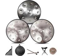 Tambour À Langue En Acier 432 Hz/440 Hz, Harmonic Tambour À Main 9/10/12 Notes, Instruments De Musique À Percussion Ensemble De Tambour À Main De 22 Pouces(SILVER-10 NOTES,432Hz)