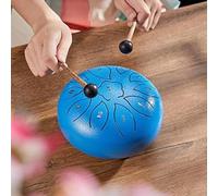 Tambour à Langue en Acier 6 Pouces 11 Notes Do-Key Handpan Instrument De Percussion De Qualité Sonore Pure avec Sac De Rangement Autocollant Phonétique Maillets De Tambour Et Pro, Blue