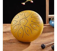 Tambour à Langue en Acier 6 Pouces 11 Notes Do-Key Handpan Instrument De Percussion De Qualité Sonore Pure avec Sac De Rangement Autocollant Phonétique Maillets De Tambour Et Pro, Gold