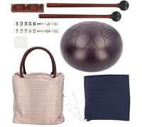 Tambour à langue en acier 8 tons éthéré sans souci, sanskrit, instrument de percussion de 10 pouces, fait à la main en acier inoxydable avec et sacs pour la méditation, le yoga, (Noire)