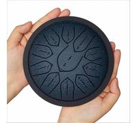 Tambour à langue en acier de 15 cm et 11 notes, instrument de percussion artisanal de style handpan avec maillets et sac, for la musicothérapie, le yoga, les enfants(Chrome)