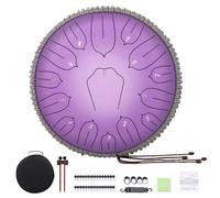 Tambour à langue en acier de 30,5 cm, 15 notes : avec maillets pour livre de musique, sac de transport, instrument à main pour adultes, éducation musicale, méditation, yoga, chakra (violet)
