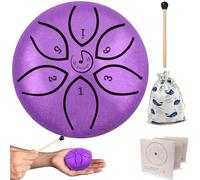 Tambour à langue en acier de 7,6 cm à 6 notes de C, instrument de percussion, livre de musique et maillets pour l'éducation musicale, le yoga, la méditation, la guérison mentale (violet)