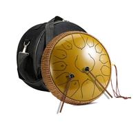 Tambour à langue en acier majeur de 12 pouces à 13 notes en do | Handpan avec sac, maillets, partition anglaise, protège-doigts - méditation, yoga, musicothérapie(Yellow)