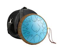 Tambour à langue en acier majeur de 12 pouces à 13 notes en do | Handpan avec sac, maillets, partition anglaise, protège-doigts - méditation, yoga, musicothérapie(Cyan)