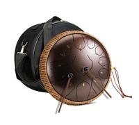 Tambour à langue en acier majeur de 12 pouces à 13 notes en do | Handpan avec sac, maillets, partition anglaise, protège-doigts - méditation, yoga, musicothérapie(Brown)