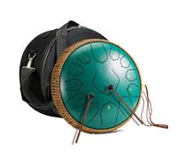 Tambour à langue en acier majeur de 12 pouces à 13 notes en do | Handpan avec sac, maillets, partition anglaise, protège-doigts - méditation, yoga, musicothérapie(Green)