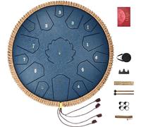 Tambour à langues en acier Carillon de pluie - 356 mm - Do majeur - Bleu marine - Carillon résistant aux intempéries pour le jardin et la terrasse - Accessoires de haute qualité