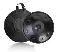 Tambour À Main 22 Pouces Handpan en Acier Ré Mineur - Handpan avec 432Hz et 440Hz, Hand pan en Ré Mineur 9/10/12 Notes, Steel Drum avec Sac Souple, Maillets et Support(Noir,440HZ/12Note)