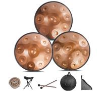 Tambour À Main 432 Hz/440 Hz, Instrument De Tambour Handpan 9/10/12 Notes, for Adultes Et Enfants, Steel Tongue Drum De 55cm, Instruments De Musique À Percussion Ensemble De Tambour À Main(GOLD-10 NOT