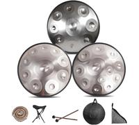 Tambour À Main 432 Hz/440 Hz, Instrument De Tambour Handpan 9/10/12 Notes, for Adultes Et Enfants, Steel Tongue Drum De 55cm, Instruments De Musique À Percussion Ensemble De Tambour À Main(SILVER-9 NO